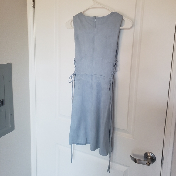 Powder Blue Mini Dress with Corset Detailing - Picture 2 of 4